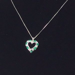 Emerald White Topaz Pendant Sterling Silver Box Chain 18” Marked SAI